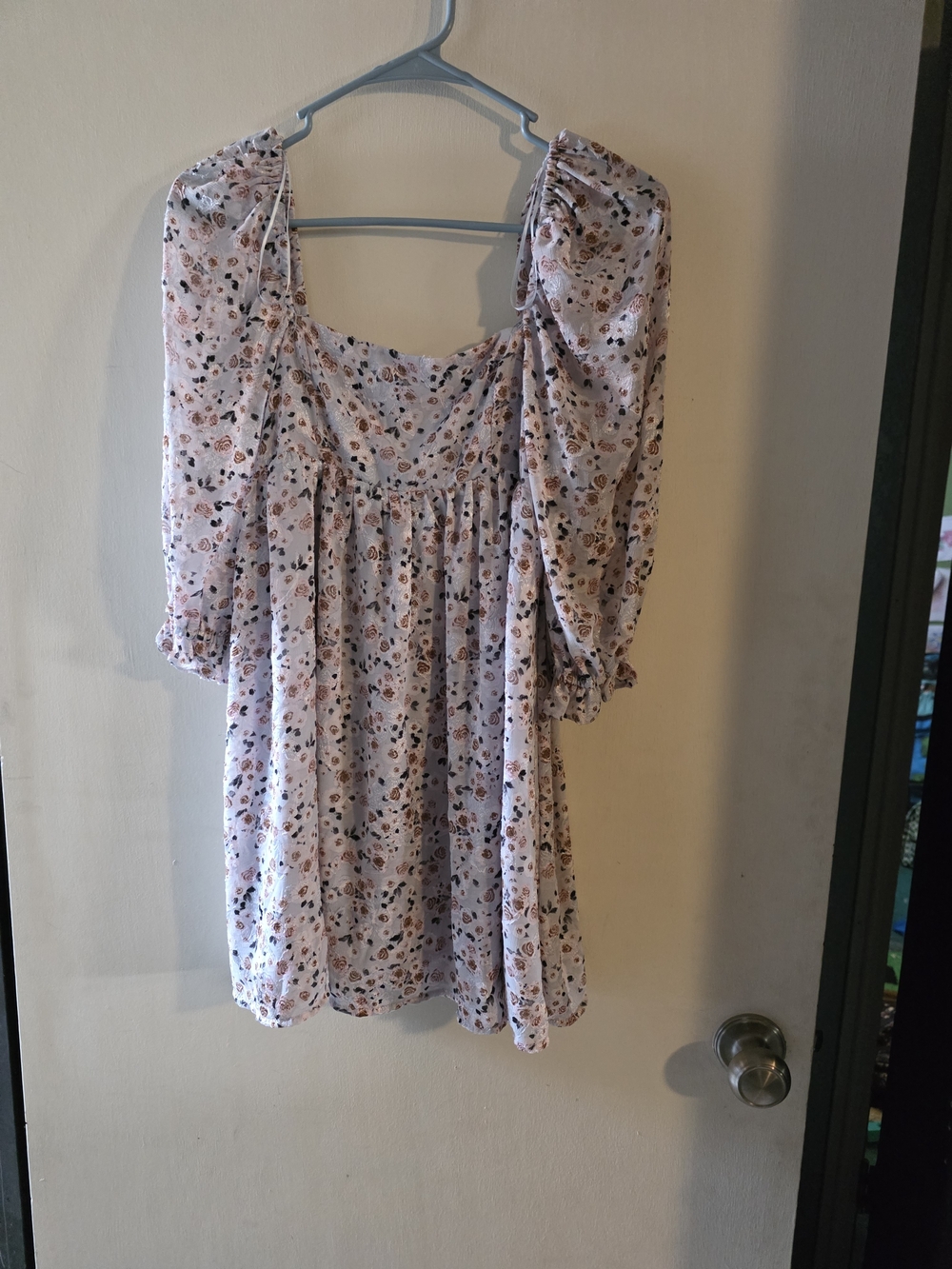 Blue Rain Pink Floral Square-Neck Puff Sleeve Top